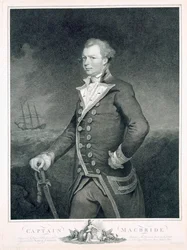 Portret van Admiraal John Macbride (overleden 1800) gegraveerd door James Fittler, 1792